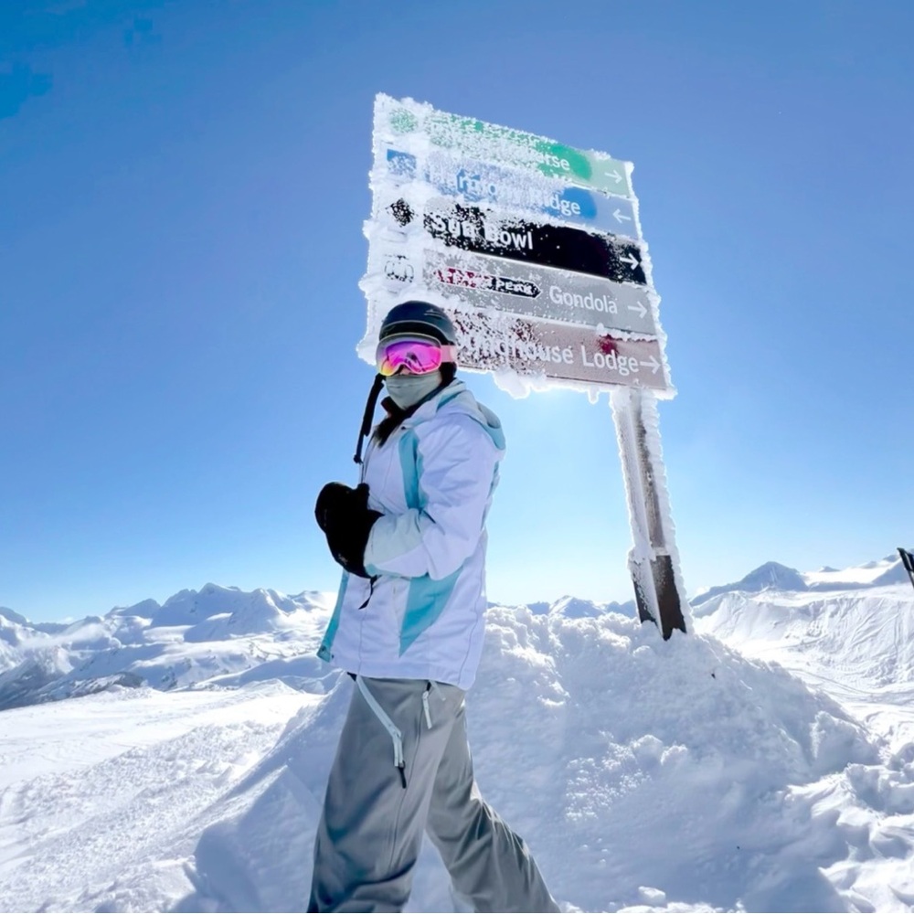 Columbia White and Blue Insulated Ski Jacket